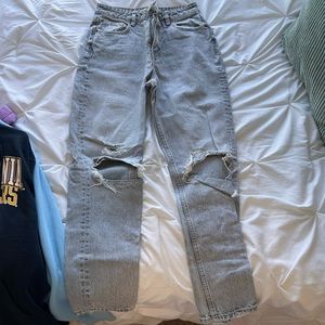 grey washed denim mom jeans from zara- worn once